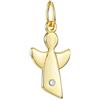 MATERIA by Matthias Wagner Materia - Ciondolo a forma di angelo in oro con catenina, in argento 925 placcato oro con zirconi, idea regalo per battesimo compleanno, Argento sterling, zirconia cubica,