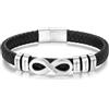 Glimmerday Bracciale Infinito Personalizzato Uomo Nomi Testi Incisi Bracciale Pelle PU Intrecciata Acciaio Inossidabile Regalo Personalizzato Marito Padre Fidanzato Compleanno Festa Papà Natale