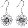 CUPENDA Orecchini di girasole in argento sterling 925 vintage boho girasole goccia orecchini pendenti gioielli per le donne amanti del girasole, Argento sterling, Nessuna pietra preziosa