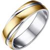 Epinki Anello Uomo Donna, Anello Acciaio Inossidabile Bicolore 6MM FEDI Nuziali Semplici Oro/Nero/Oro Rosa Misura 9-30