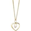 MIORE Ciondolo Oro Giallo/Bianco 9KT con catena Argento 925/ Placcata oro 18kt Collana Donna Ciondolo con Cuore con Zircone 45 cm, Gioiello Anallergico Confezionato in un Elegante Astuccio Portagioie