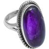 Silver Palace Anello con perline in argento Sterling 925 con ametista naturale ovale per donne e ragazze, Metallo Metallo Gemma, Ametista