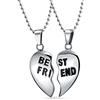 Bling Jewelry Collana con pendente a cuore personalizzata BFF Migliore Amica per donne e adolescenti, design a 2 pezzi puzzle, tono argento in acciaio inossidabile.