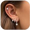 MILACOLATO 4 Paia Argento Oro Orecchini Set Piercing Multipli per le Donne | 14K Oro Placcato Orecchini Stack, Ipoallergenico S925 Argento Sterling Post Piccolo Huggie Hoop e Orecchini a Perno