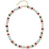COAI Collana Donna Pietre Naturali Colorate Rondelle 8 * 4mm | Collana donna con Diaspro, Turchese, Giada e pietre naturali colorate, rondelle 8x4 mm, dettagli dorati e stile boho