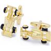 EdelManchet Gemelli - Formula 1 Race car Gold - Asimmetrico - 28mm x 14mm - Gemelli per auto, Gemelli da corsa