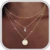 Dochais 3Pcs Collana Multifilo Donna Catenina Oro Argento Set Collane A Strati Regolabili Collana Pendente Catena Moda Regolabile Set di Gioielli Donna