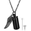 JewelryWe Collana di Urna,Ciondolo Capsula Apribile Porta Pillole Impermeabile con Kit di Riempimento, Ciondolo Ala Angela,Collana Personalizzata