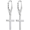 Willys Jewellery Orecchini a monachella con croce in argento Sterling 925, per donna e ragazza, lunghezza 35 mm