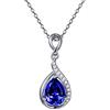 Generic Collana da donna in oro bianco 18 carati a goccia, tanzanite blu da 1,37 ct con catena di diamanti da 0,05 ct da 18 pollici