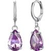 Bestyle Orecchini Argento 925 Ciondolo Goccia Granato/Acquamarina/Smeraldo Pietre Preziose ad Alta Traslucidità Orecchini Collezione Pietra Portafortuna 12 Mesi