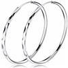 Josfeva Jösva Orecchini a cerchio da donna, in argento Sterling 925 con chiusura a cerchio, ipoallergenici, grandi, rotondi, con chiusura a cerniera, placcati in oro bianco, regalo per le donne