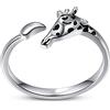 KINGWHYTE Anello a forma di pinguino/giraffa in argento Sterling 925 con ciondolo a forma di pinguino, regolabile, per la mamma, idea regalo pinguino, Argento Sterling