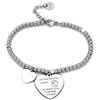 Beloved Braccialetto da donna, bracciale in acciaio emozionale - frasi, pensieri, parole con charms - ciondolo pendente - misura regolabile - incisione - argento (MOD 10)
