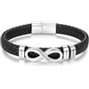 Glimmerday Bracciale Infinito Personalizzato Uomo Nomi Testi Incisi Bracciale Pelle PU Intrecciata Acciaio Inossidabile Regalo Personalizzato Marito Padre Fidanzato Compleanno Festa Papà Natale
