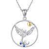 ONEFINITY Phoenix - Collana da donna in argento sterling 925 con ciondolo a forma di fenice, con sole dorato, per gli amanti della fenice, Nessuna pietra preziosa