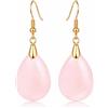 LGT JWLS Orecchini da donna color oro con pendente a goccia in quarzo rosa