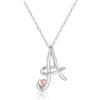 Mesovor Collana con Iniziale in Argento per Donna, Gioielli Placcati in Argento Sterling | Collana con Ciondolo con Nome Lettera Classica con Cuore in Oro Rosa, Catena da 20 Pollici