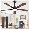 ZMISHIBO Ventilatore da Soffitto con Luce LED 132 cm, Motore DC Silenzioso, 6 velocità, Telecomando e Applicazione, Pale Reversibili Legno Nero/Noce, Dimmerabile 10-100%, Memoria, Camera Soggiorno