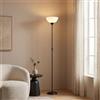 home sweet home collection Home Sweet Home Lampada da terra moderna nera | 28/28/173.5 cm| con sorgente luminosa LED E27 4W 806LM 2700K | con paralume bianco｜per camera da letto - Con interruttore
