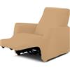 BIANCALUNA - Copripolotrona elastico Genius Lounge reclinabili Anti Macchia - 1 posto da 65 a 110 cm Copridivano tinta unita Made in Italy - Biscotto