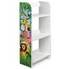 Leomark scaffale per cameretta bambini 50cm x 25cm x 102,5cm (LxPxA), mobile porta giocattoli, libreria armadio pannelli stile scandina, mobili in legnotema, motivo: ANIMALI DELLA GIUNGLA