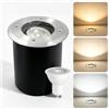 YOVGQOLV Faretto Da Incasso 3 CCT GU10 IP67 230V,Argento | Angolo Regolabile，Acciaio Inossidabile Con Lampadine GU10 7W 3CCT(3000K/4000K/6500K),IP67 Impermeabile Per il Giardino