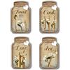 PH PandaHall 4pz Decorazioni da Parete Cucina in Legno Cartello a Forma di Barattolo con Scritte Eat Food Love Cook Stile Rustico per Casa Sala da Pranzo Soggiorno Bar Caffetteria, 15x9cm