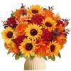 Zythrem Fiori Finti Autunnali Ortensie Fiori Artificiali Crisantemo 2 Mazzi | Fiori Artificiali Decorazioni Autunnali Seta Girasole Peonia Finto Artificiale per Centrotavola Casa Halloween Cimitero