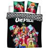Aymax One Piece Copripiumino Matrimoniale 240x220 + 2 Federe 65x65 Luffy Paglia | Piumino matrimoniale reversibile | Cotone & poliestere asciugatura rapida | Licenza ufficiale | Luffy | Lavabile in lavatrice