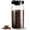Jicyor Barattolo per caffè sottovuoto, contenitore per chicchi di caffè, 1,8 l, in vetro borosilicato per famiglia, ufficio, caffè, caffè in polvere, tè cacao