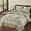 VIVILINEN, set trapunta patchwork reversibile trapuntato, matrimoniale e queen size, con copriletto, set da 3 pezzi, 2 federe, motivo floreale, verde