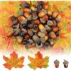 CYIOU 100 Pezzi Ghiande Decorative Autunnali (Colore Scuro + Chiaro) 100 PCS 2 Colori Foglie Finte per Decorazioni Cappello Ghianda Artificiale Natale per i Mestieri Domestici del Festival di Natale