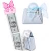 Ciqocibi Scatola Estrazione Contanti, Scatola Regalo Sorpresa con Nastri, Portamonete in Pelle, 30 Bustine Trasparenti, per Compleanno Natale (Blu)