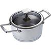 MONETA Casseruola Accordo Inox Ø24 cm con Coperchio in Vetro Temperato - casseruola induzione in acciaio inox, fondo a 3 strati per cottura uniforme, maniglie ergonomiche in acciaio