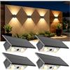 Liyade Lampade solari da esterno, set di 4 applique solari con illuminazione verso l'alto e verso il basso per giardino, impermeabili IP65 con 3 modalità di illuminazione, applique da esterno per giardino