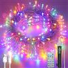 Electight Catena di Luci USB Ricaricabile, 20 M 200 Led, per Esterni con Timer, 8 Modalità Impermeabile, Regolazione Della Luminosità, Telecomando per Esterni, Giardino, Natale, Feste, Halloween