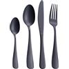 GoGeiLi Set di posate nero opaco da 24 pezzi, posate in acciaio inox satinato da 24 pezzi, per 6 persone, lavabili in lavastoviglie