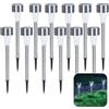 Aigostar Lampade Solari da Giardino -Luci Solari Esterno Giardino 6500K | Luce Bianca Freddo 12 Pcs IP44 Impermeabile, in Acciaio Inossidabile, per Terrazza, Prato, Cortile, Vialetti, L45*W45*H295mm