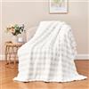 Wajade Coperta in pile bianco a bolle in finta pelliccia, soffice coperta per letto, divano, auto, 127 x 153 cm