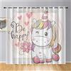 Hiseng Tenda per Interni Moderno Tende Filtranti 2 Pannelli, 3D Unicorno Tende Voile Semi Trasparenti Sheer Tenda per Cameretta da Letto Soggiorno Camera Balcone (140x213cm,Unicorno Rosa)