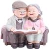 Ausi Coppia di anziani che leggono libri, statuette Love Lasts, statuette in resina dei nonni, ornamenti per torte di compleanno, ufficio, giardino, soggiorno, ornamenti astratti