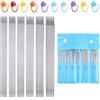 NQEUEPN 30 Pezzi Ferri da Maglia a Doppia Punta Set & 10 Pezzi Segnapunti | 2,75/3/3,25/3,5/4/4,5mm Leggeri Cavi Acciaio Inossidabile Ferri da Maglia per Calze Guanti & Vari Lavori Artigianali