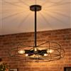 Licht-Erlebnisse Lampada da soffitto in metallo retrò in nero 5x E27 paralume aperto tavolo da pranzo soggiorno plafoniera