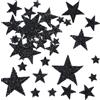 GORGECRAFT 28pz 4 Misure Toppe Termoadesive con Strass A Forma di Stella Applicazione con Strass in Resina Glitterata 2/4/6/8cm Toppe da Cucire A Forma di Stella Nera Abbigliamento Giacche Jeans