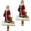 Viron Set 2 Appendino Natalizio, Supporto Porta Calze Regalo con Decorazione Babbo Natale in Resina Dipinta a Mano e Gancio in Metallo (Oro)