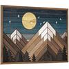 Putuo Decor Decorazione Murale in Legno Montagna, Luna sopra le Montagne Scena Nature & Wilderness Pannello Murale Stile Western, decorazione Rustica capanna Avventura per Soggiorno Camera