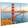 islandburner Quadro su tela, soggetto: Golden Gate Bridge, decorazione da parete per soggiorno, perfetto per gli appassionati di viaggi, 3 pezzi