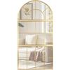 HOMCOM Specchio a muro ad arco, set da 3 pezzi, 76x150cm, Oro | Specchio da parete a forma di finestra, telaio metallico, per soggiorno, camera da letto, ingresso