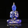 NNYCC Cristallo Resina Buddha Statua Interna Meditazione Decorazione, Thai Seduta Buddha Figurina Regali Spirituali per Zen Tavolo,Blu,L